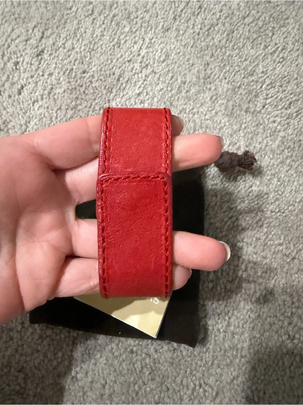 Michael Kors Red Leather Cuff with Gold Hardware
